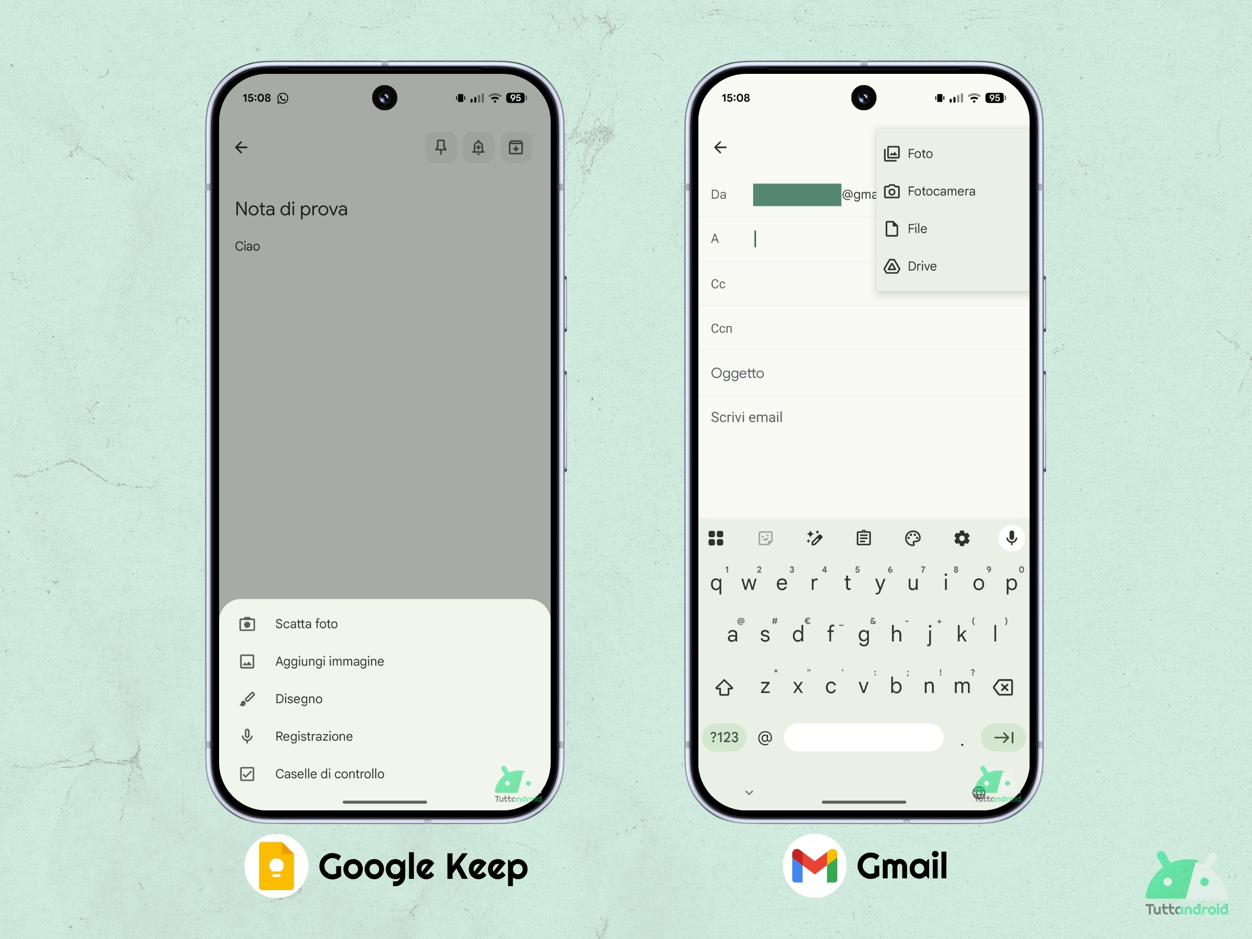 Google Keep e Gmail - esempio aggiunta immagini