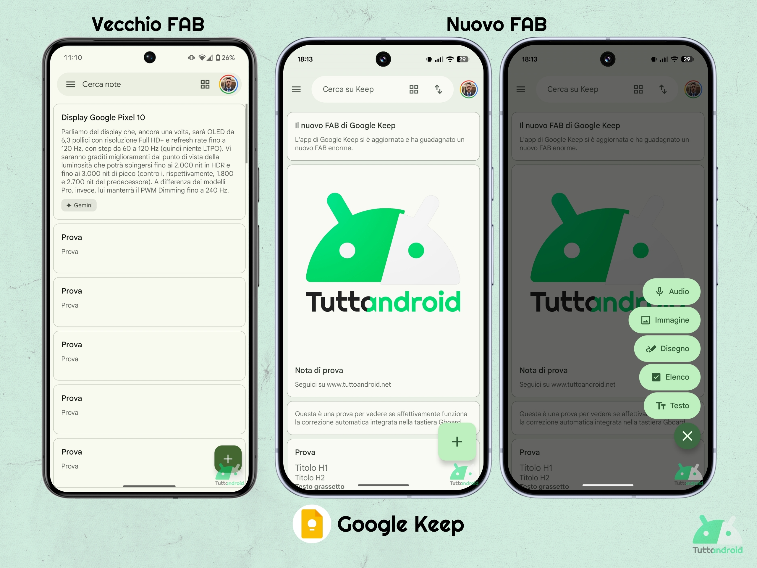 Google Keep v5.26.151.00.90 - nuovo FAB