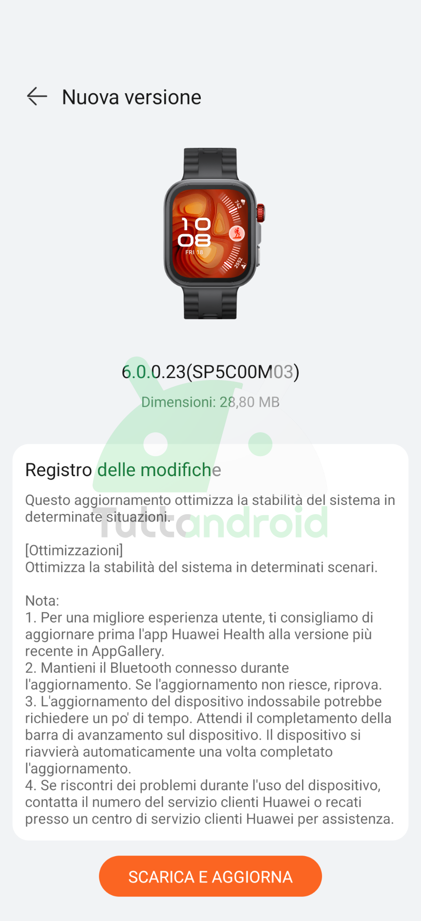 HUAWEI Watch Fit 4 Pro - aggiornamento v6.0.023