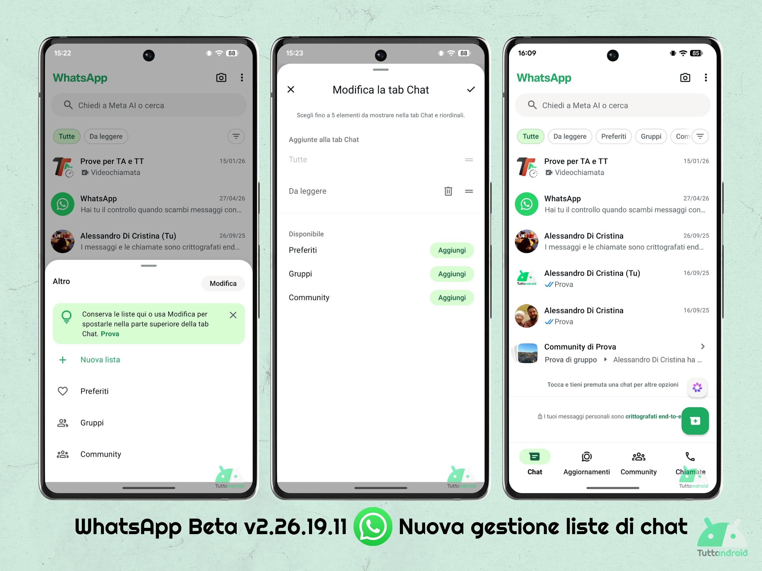 WhatsApp Beta v2.26.19.11 - Nuova gestione delle liste di chat