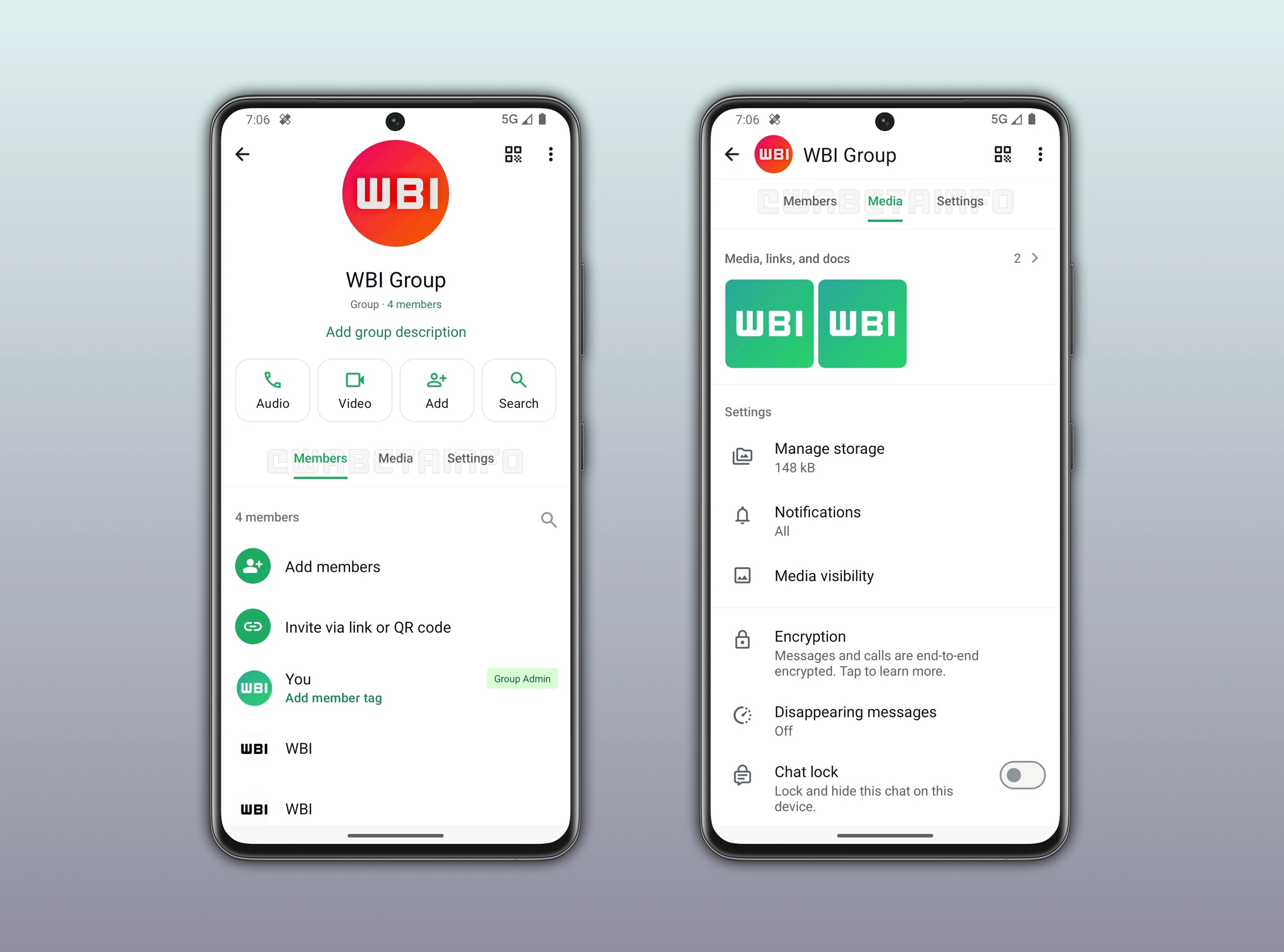 WhatsApp Beta v2.26.20.7 - Nuova schermata info gruppi WBI