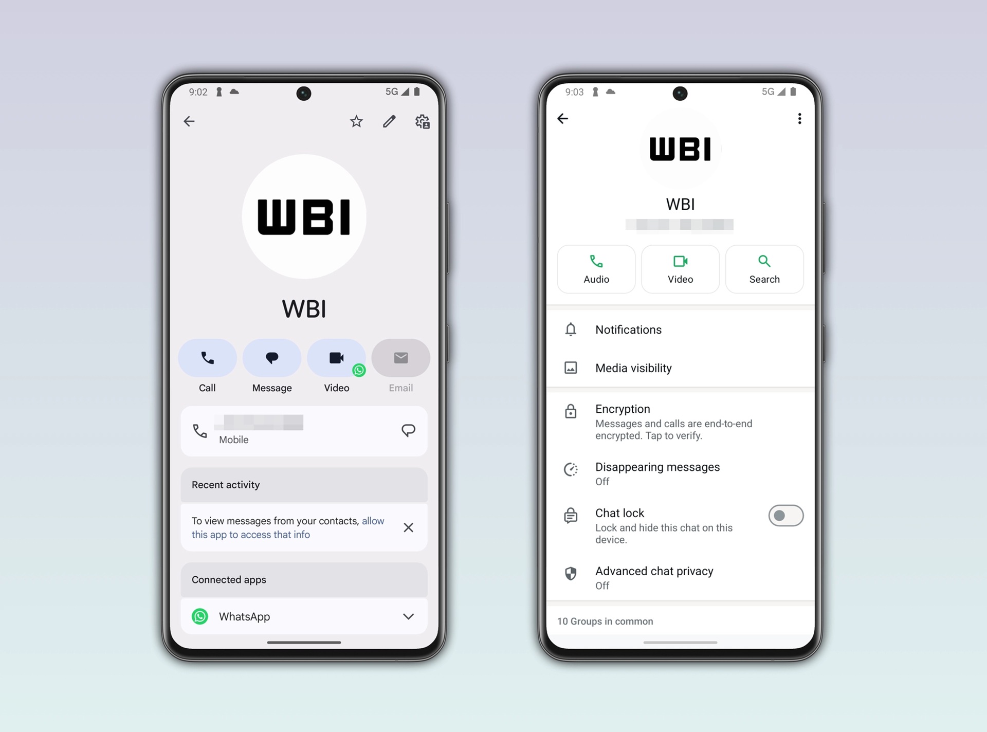 WhatsApp Beta v2.26.21.9 - Immagine profilo da rubrica WBI