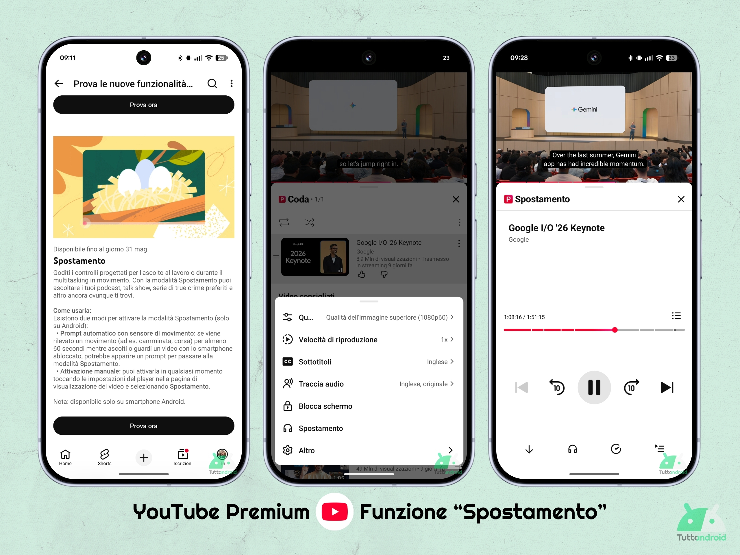 YouTube Premium - funzione Spostamento