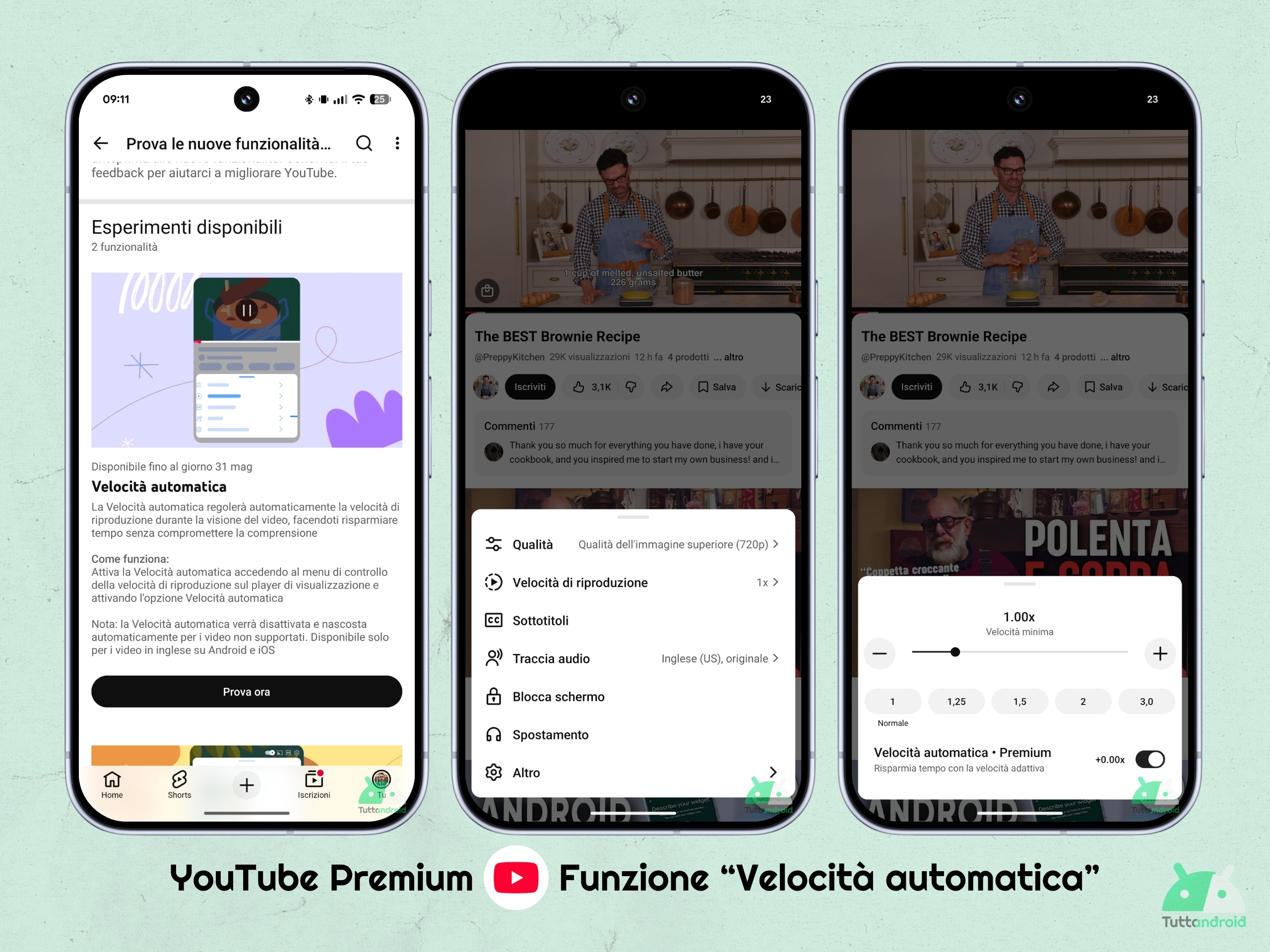 YouTube Premium - funzione Velocità automatica