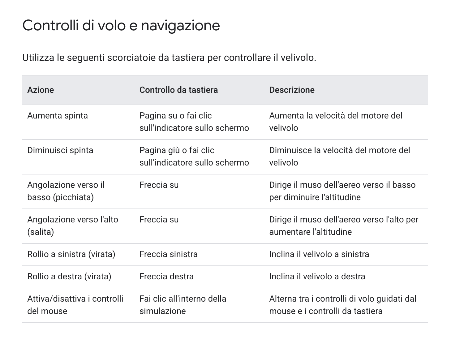 google earth controlli simulatore di volo