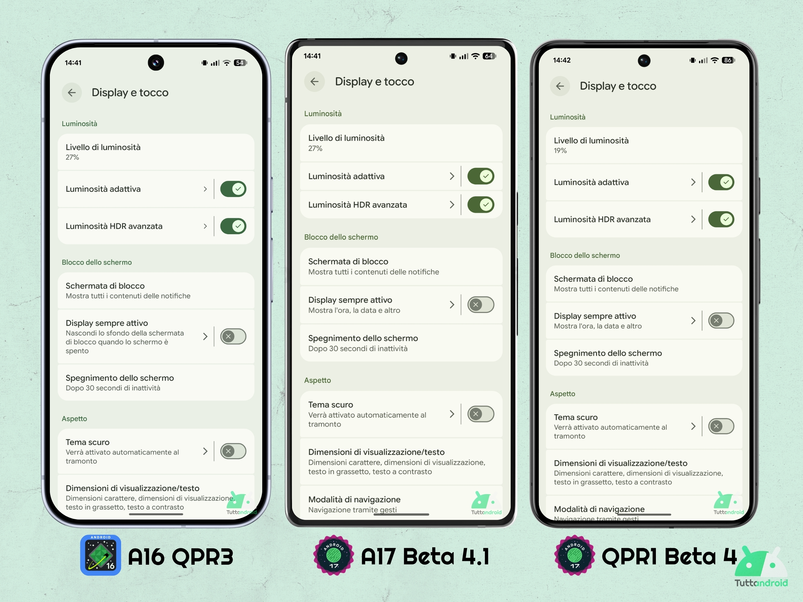 Android 17 QPR1 - Beta 4 - Impostazioni - modifiche spaziatura