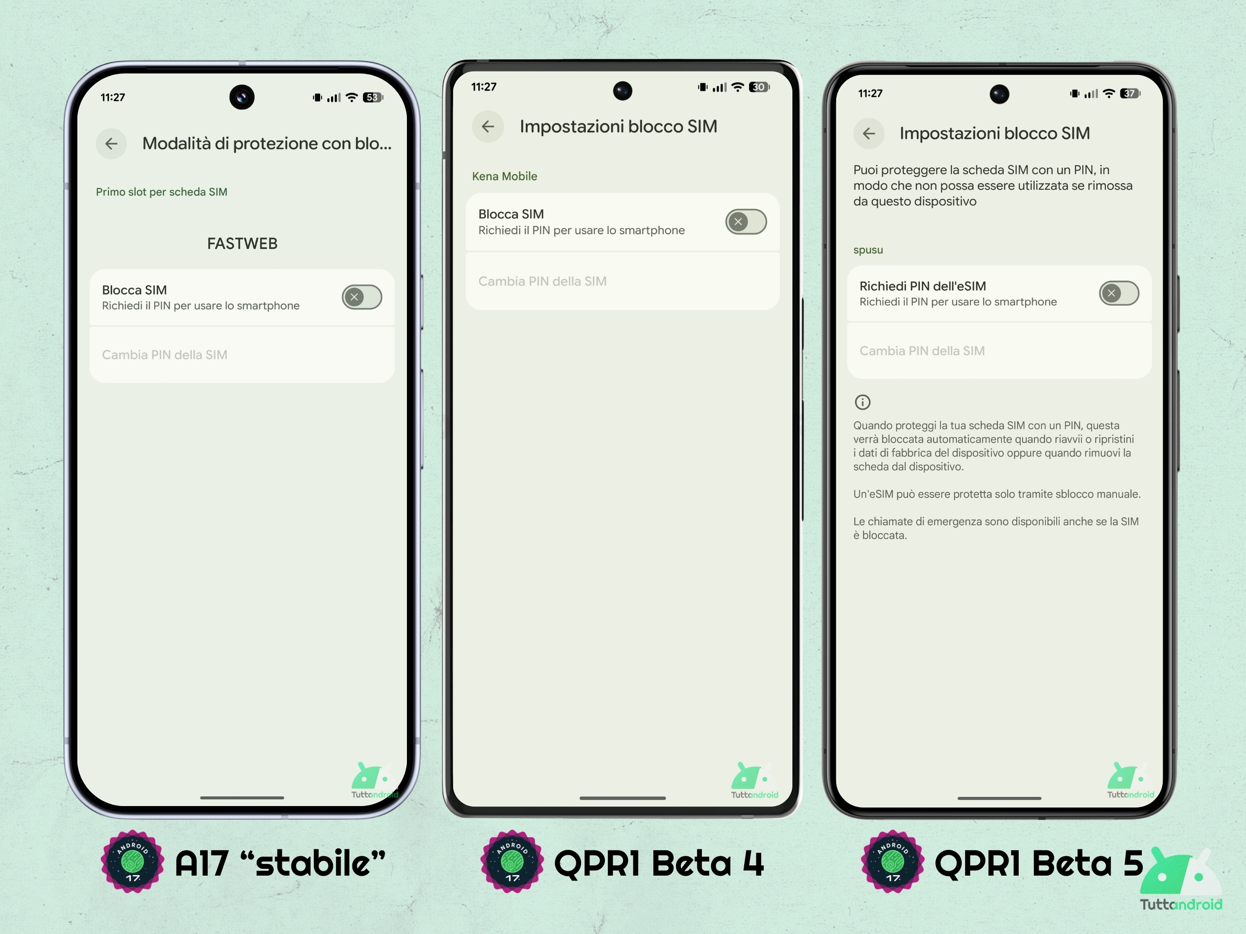 Android 17 QPR1 - Beta 5 - Impostazioni blocco SIM