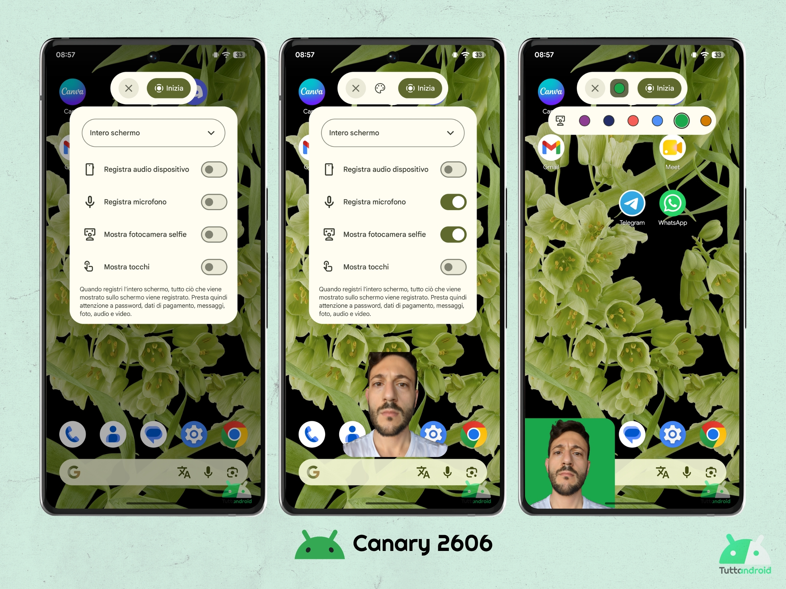 Android CANARY 2606 - Registratore dello schermo di sistema - Screen Reactions