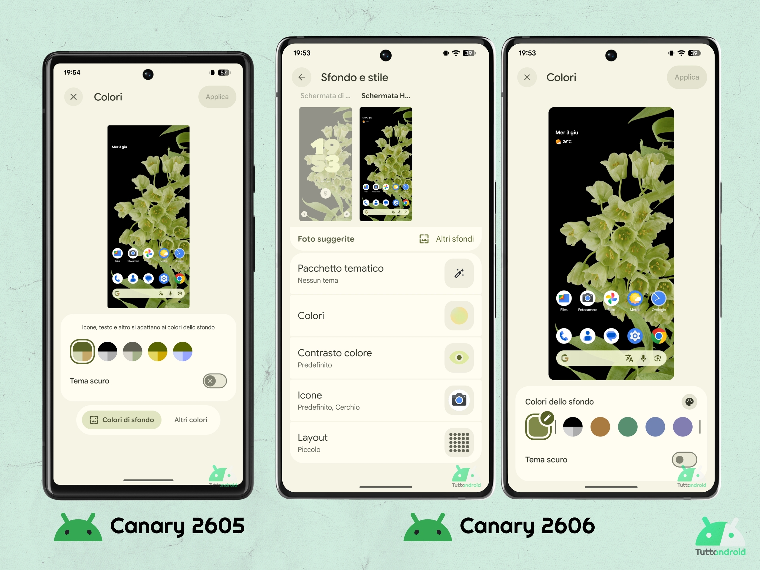 Android CANARY 2606 - Sfondo e stile - Colori