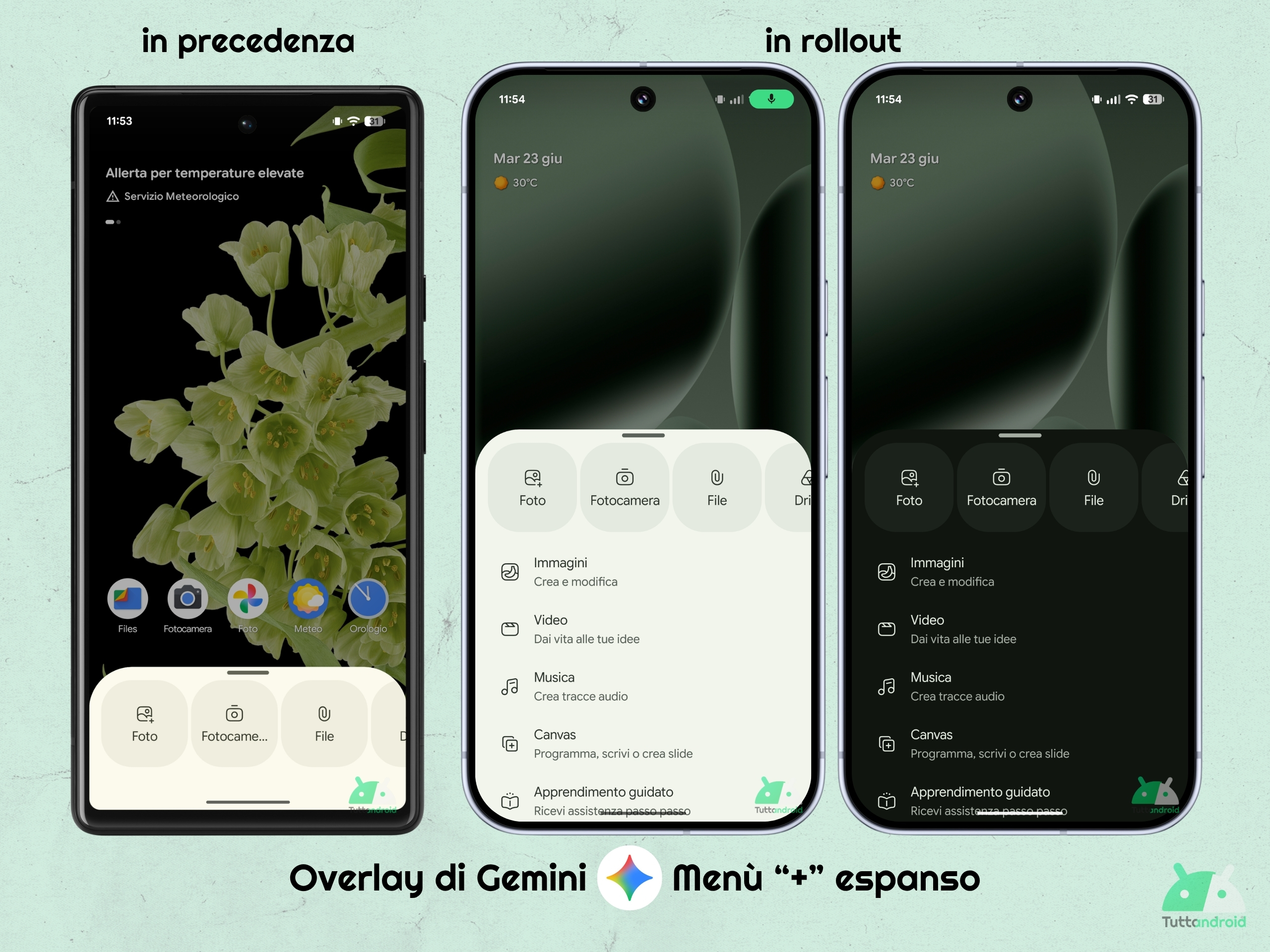 App Google v17.32 - Overlay di Gemini con menù strumenti espanso