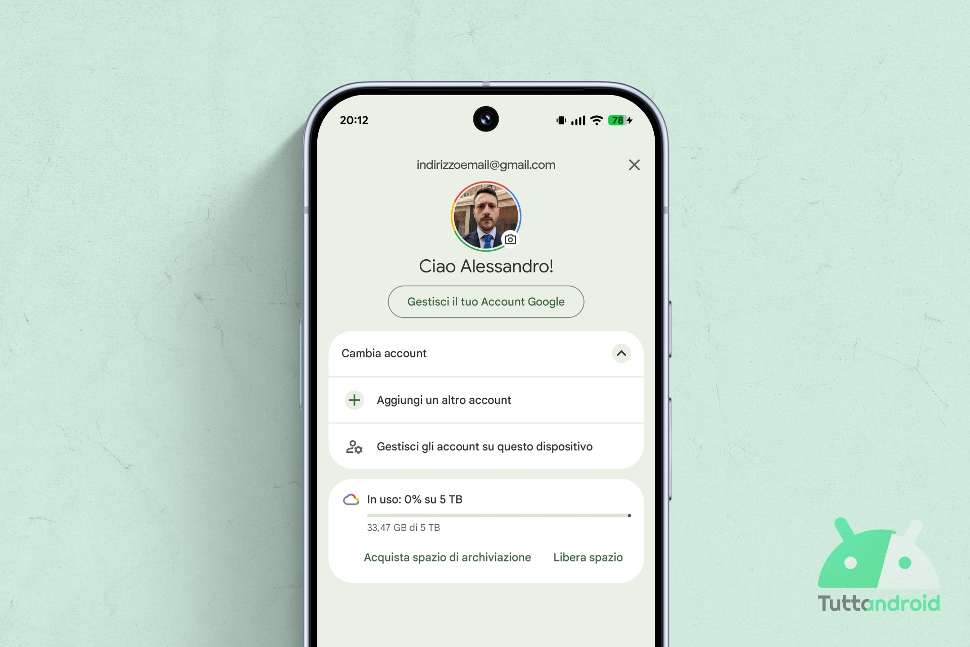 Google Drive - Selettore account Google Hero