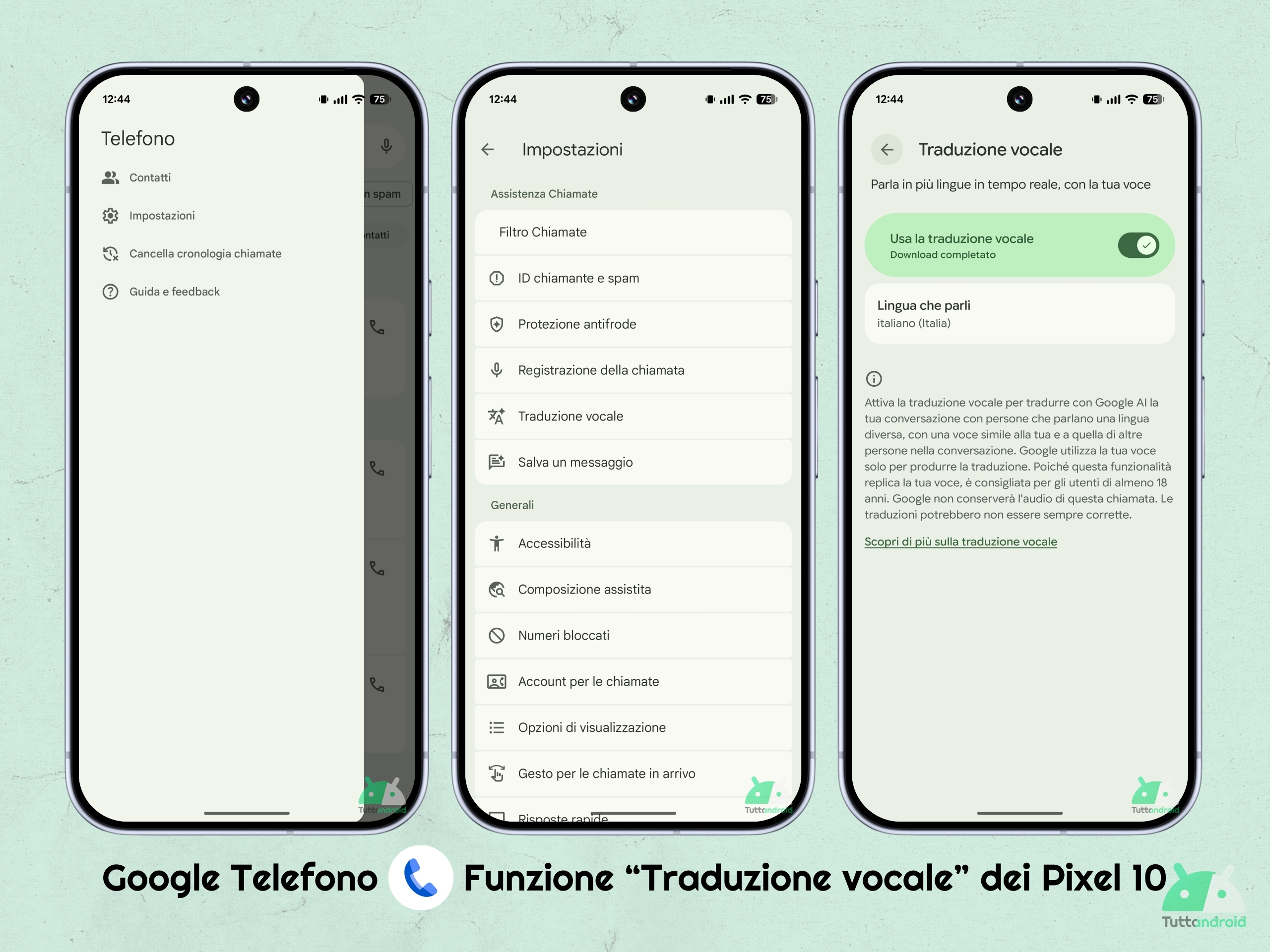 Google Telefono - Pixel 10 - Funzione traduzione vocale