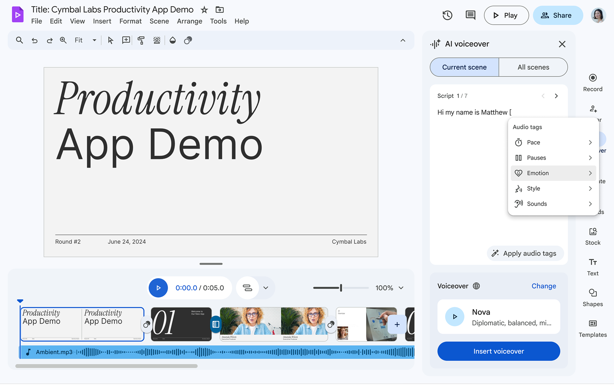 Google Vids - novità Giugno 2026 - Emotion Steering