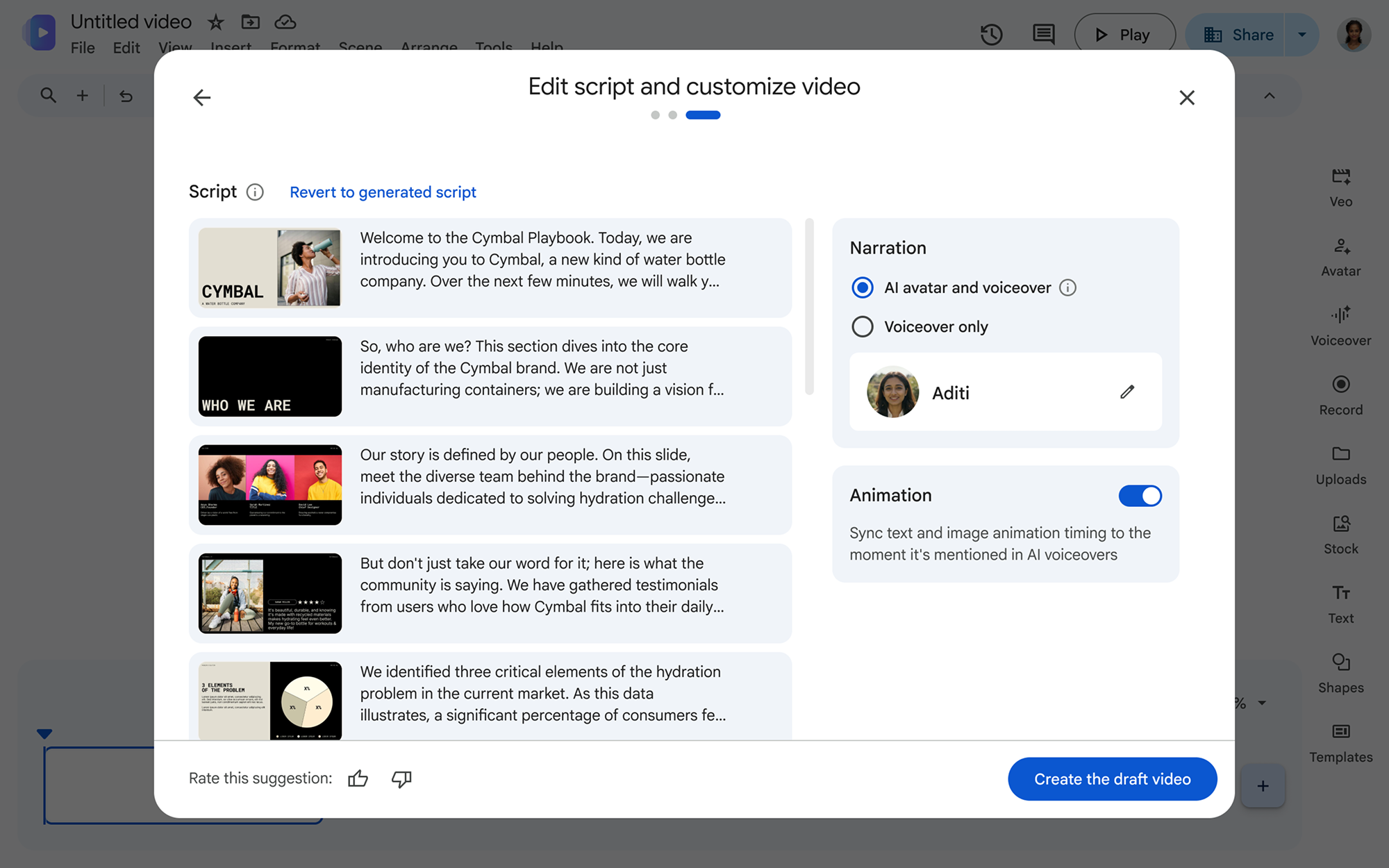Google Vids - novità Giugno 2026 - Slides to Vids Edit Script