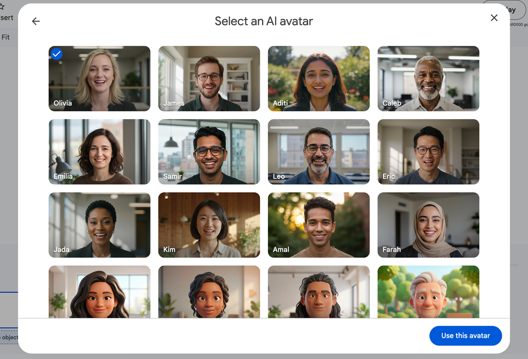 Google Vids - novità Giugno 2026 - Slides to Vids Select Avatar