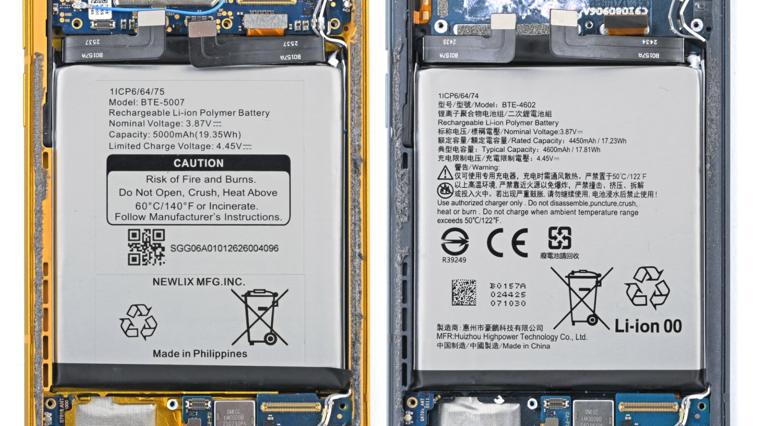 Le batterie di Trump Mobile T1 Phone e HTC U24 Pro