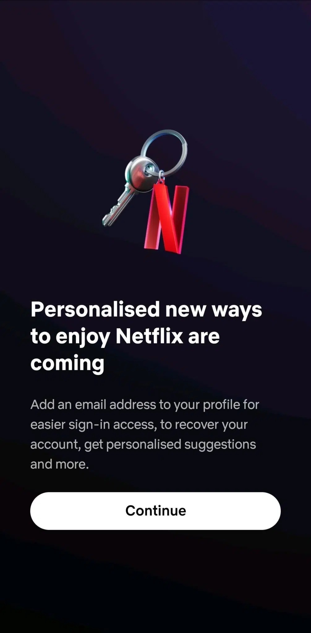 Netflix indirizzo e-mail profilo utente