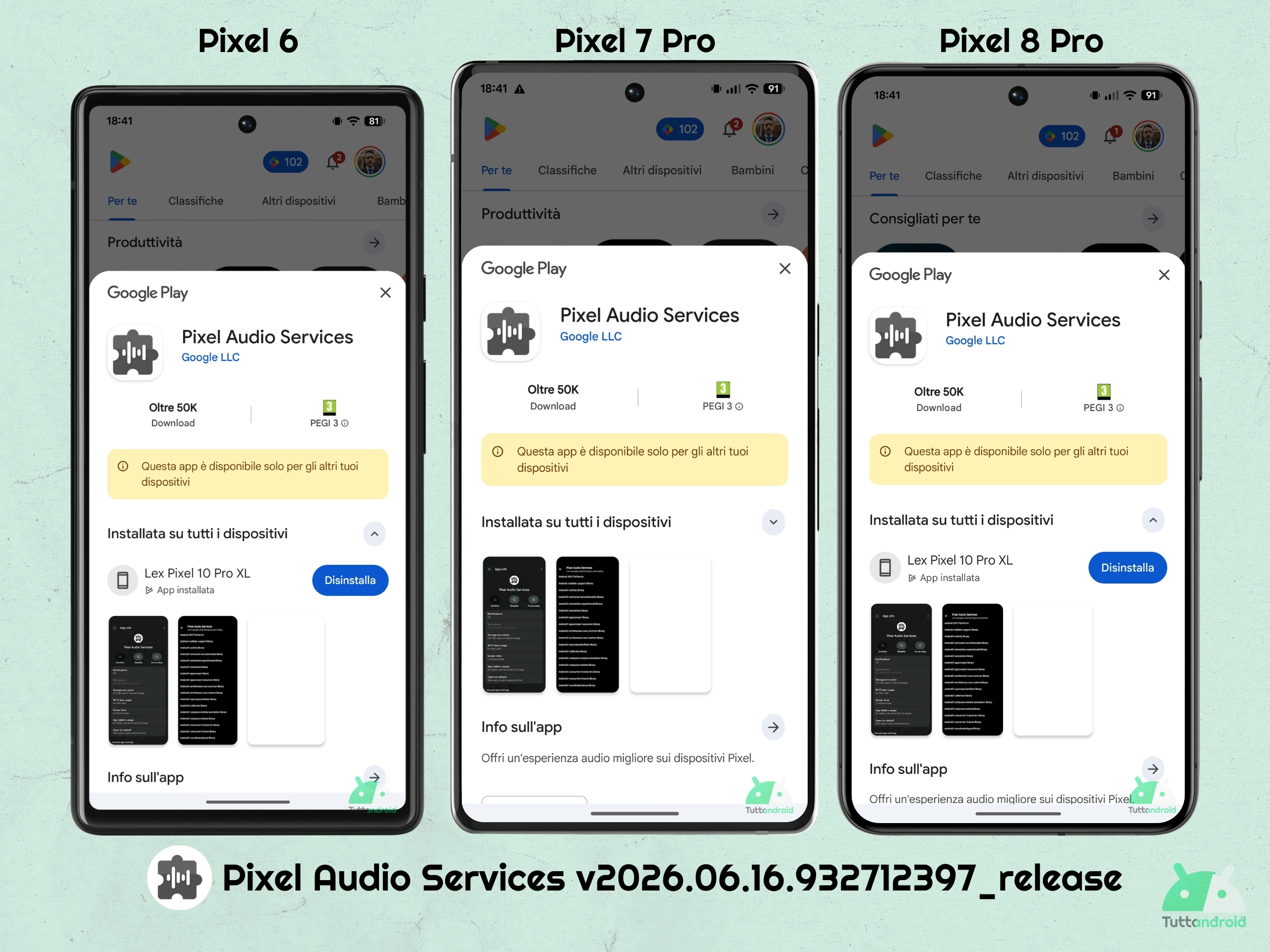 Pixel Audio Services v2026.06.16.932712397 non disponibile sui Pixel vecchi