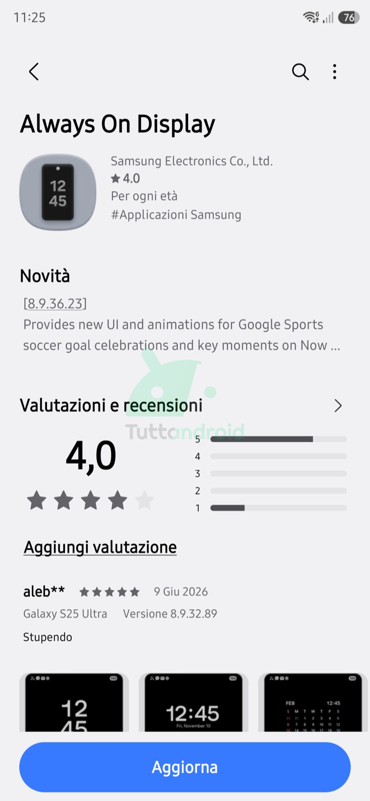 novità aggiornamento Always On Display di Samsung