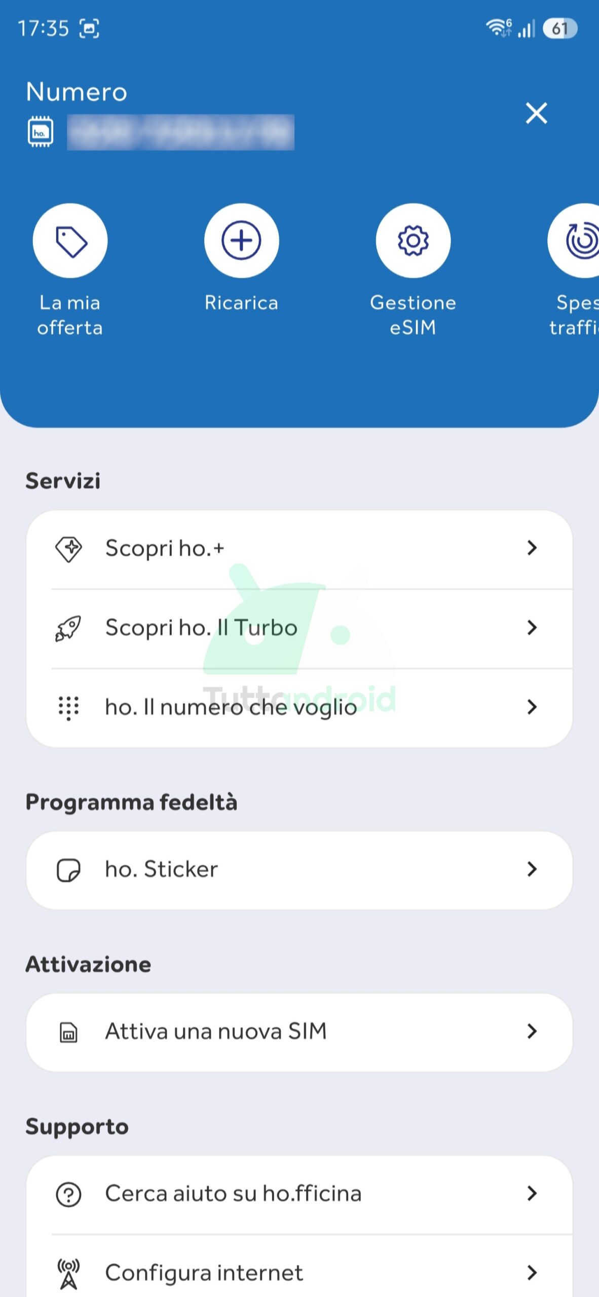 nuova app ho. Mobile