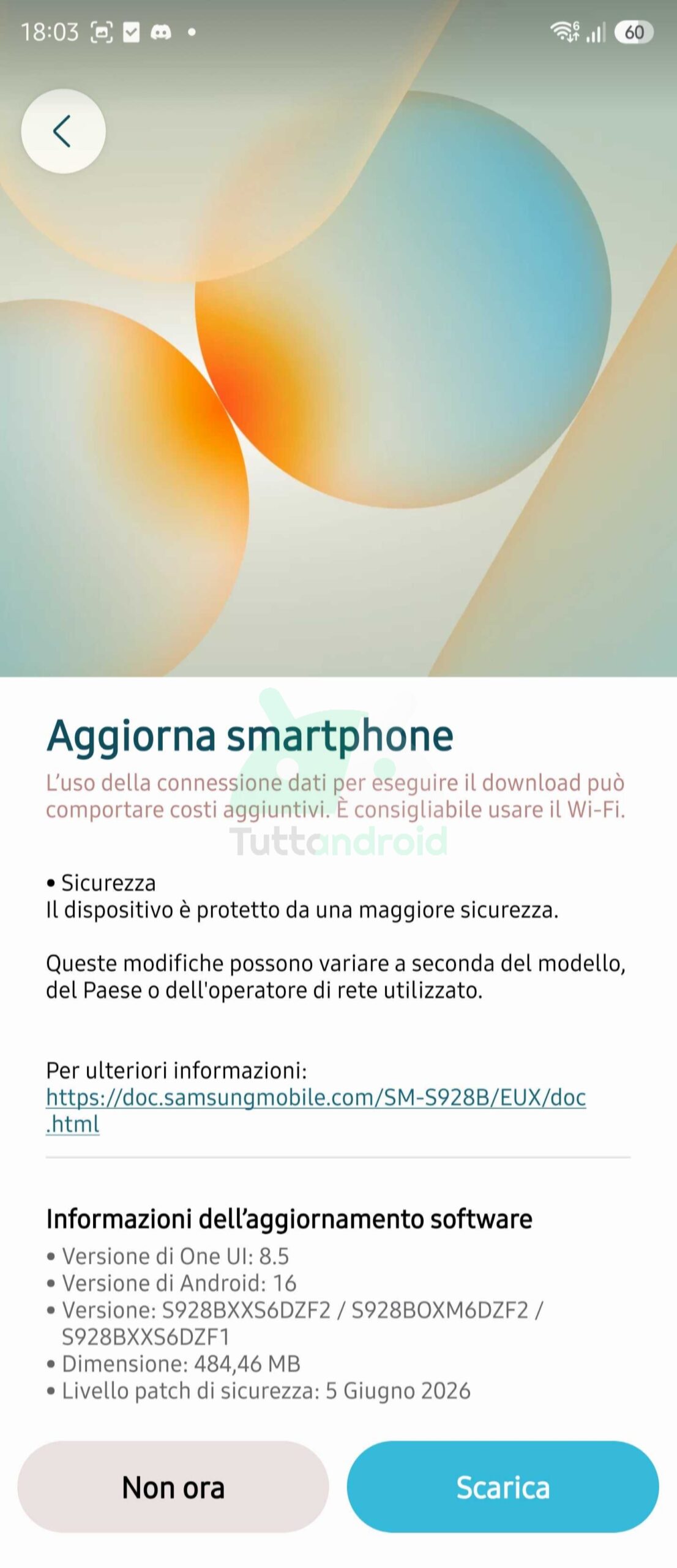 aggiornamento Samsung Galaxy S24 Ultra con patch di sicurezza di giugno 2026