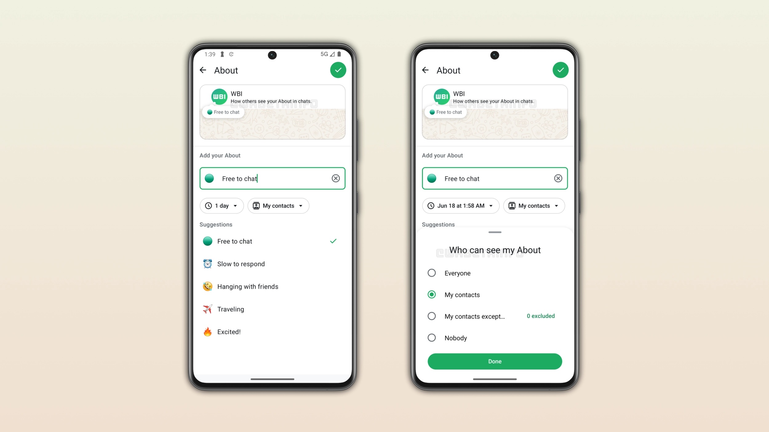 WhatsApp Beta sezione Info
