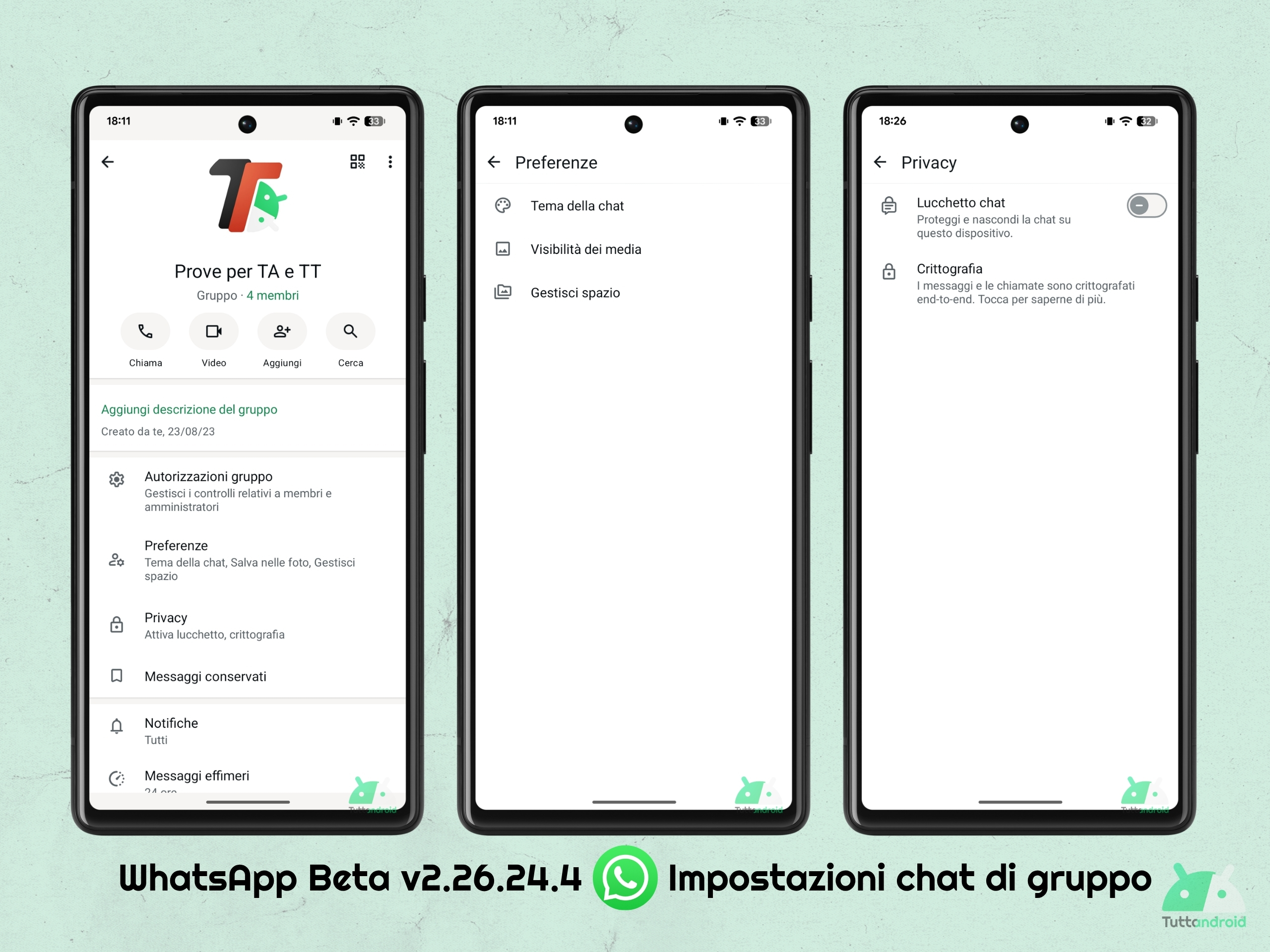 WhatsApp Beta v2.26.24.4 - Nuove impostazioni chat di gruppo