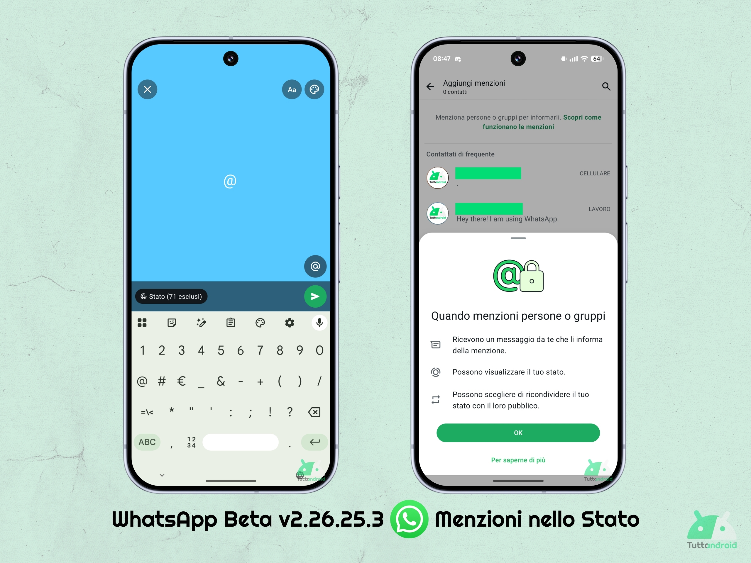 WhatsApp Beta v2.26.25.3 - Menzioni nello Stato
