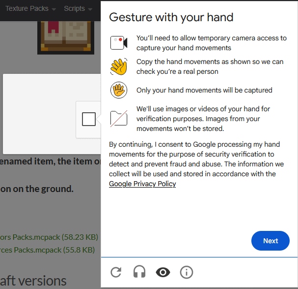 google recaptcha gesti mano