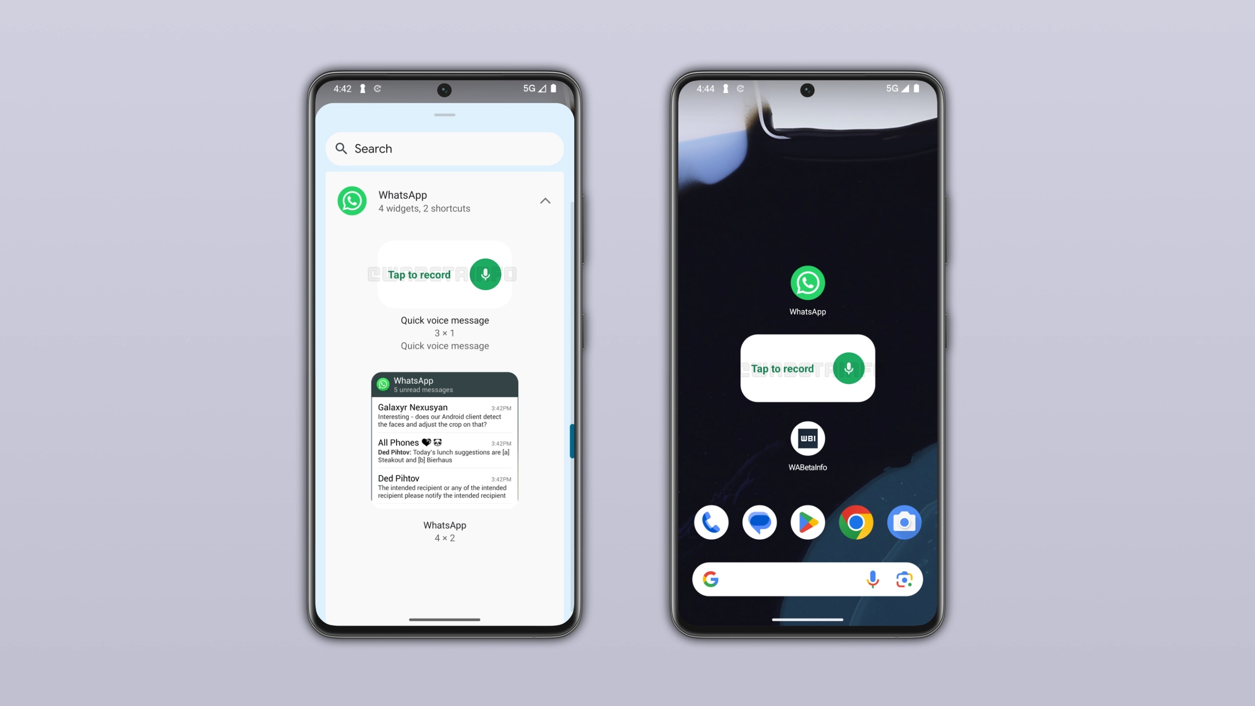 whatsapp beta widget messaggi vocali