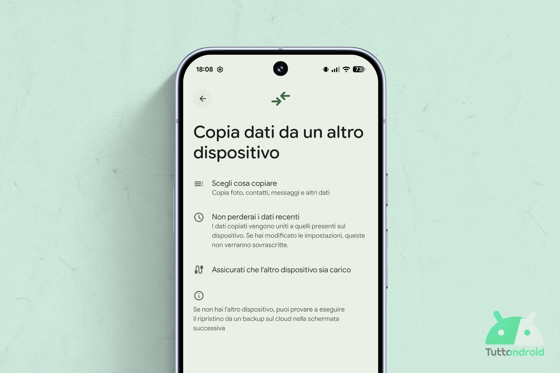Configurazione smartphone Android - copia dati