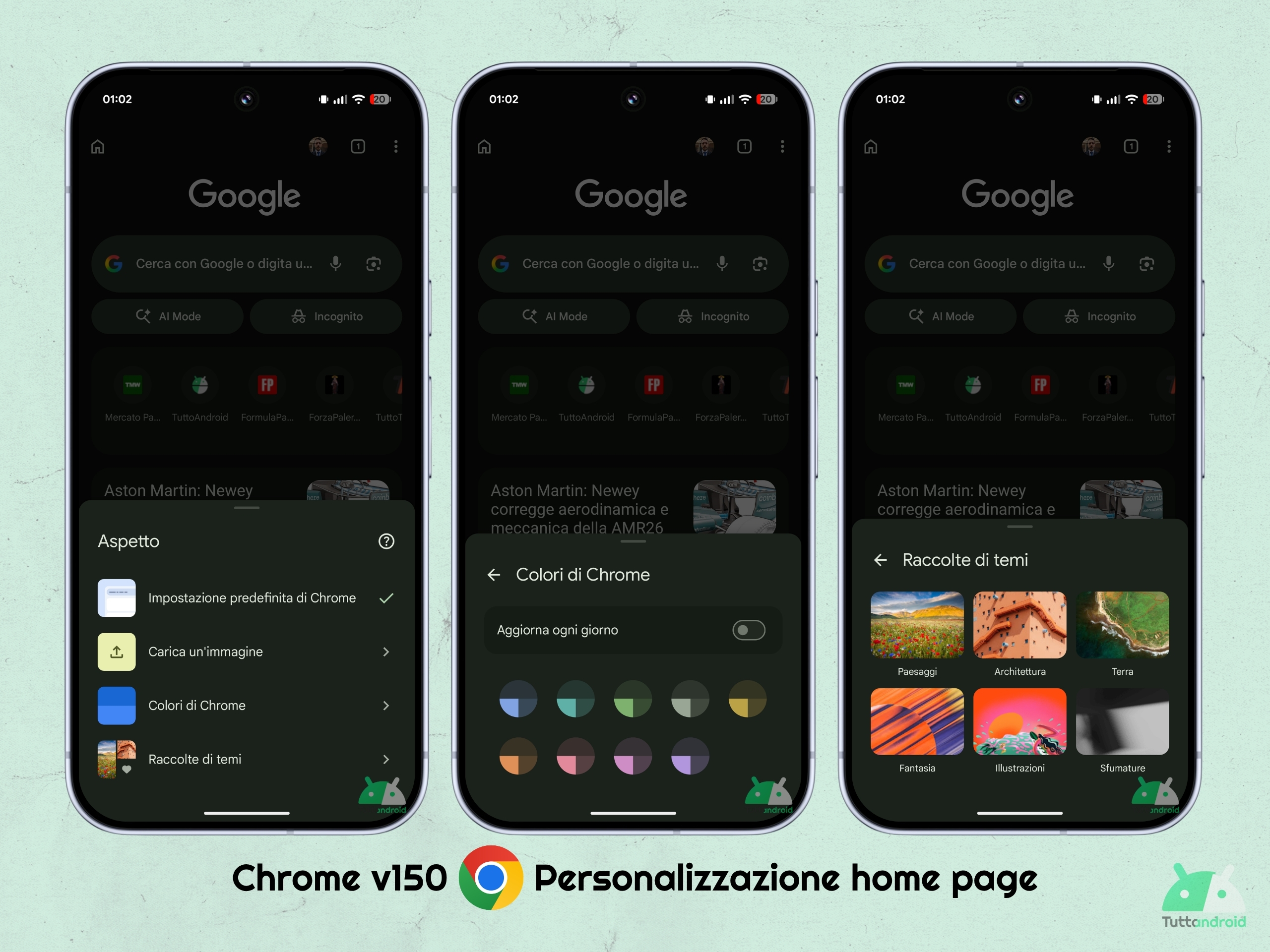 Google Chrome v150.0.7871.187 - Personalizzazione home page