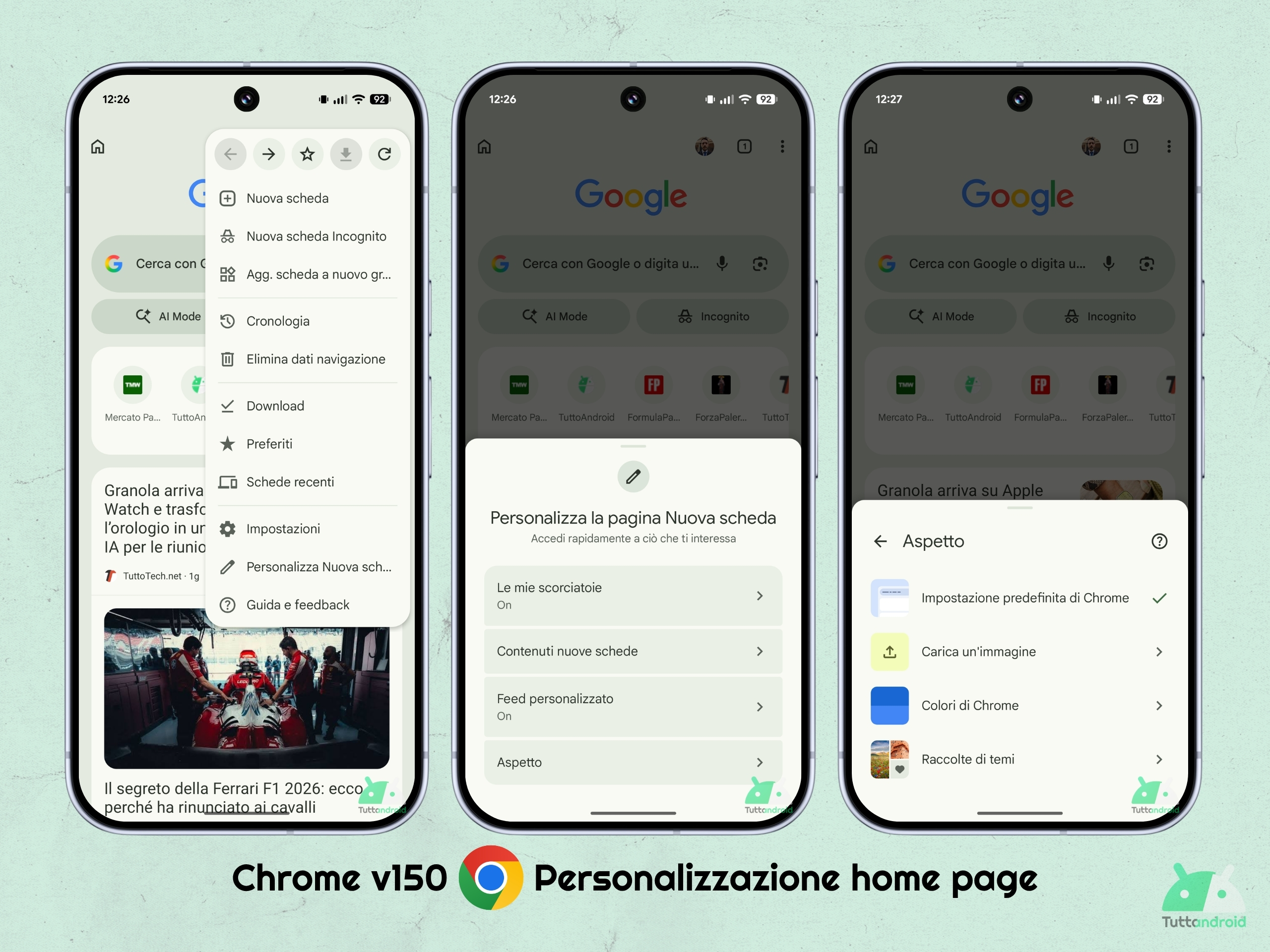Google Chrome v150.0.7871.187 - Personalizzazione home page