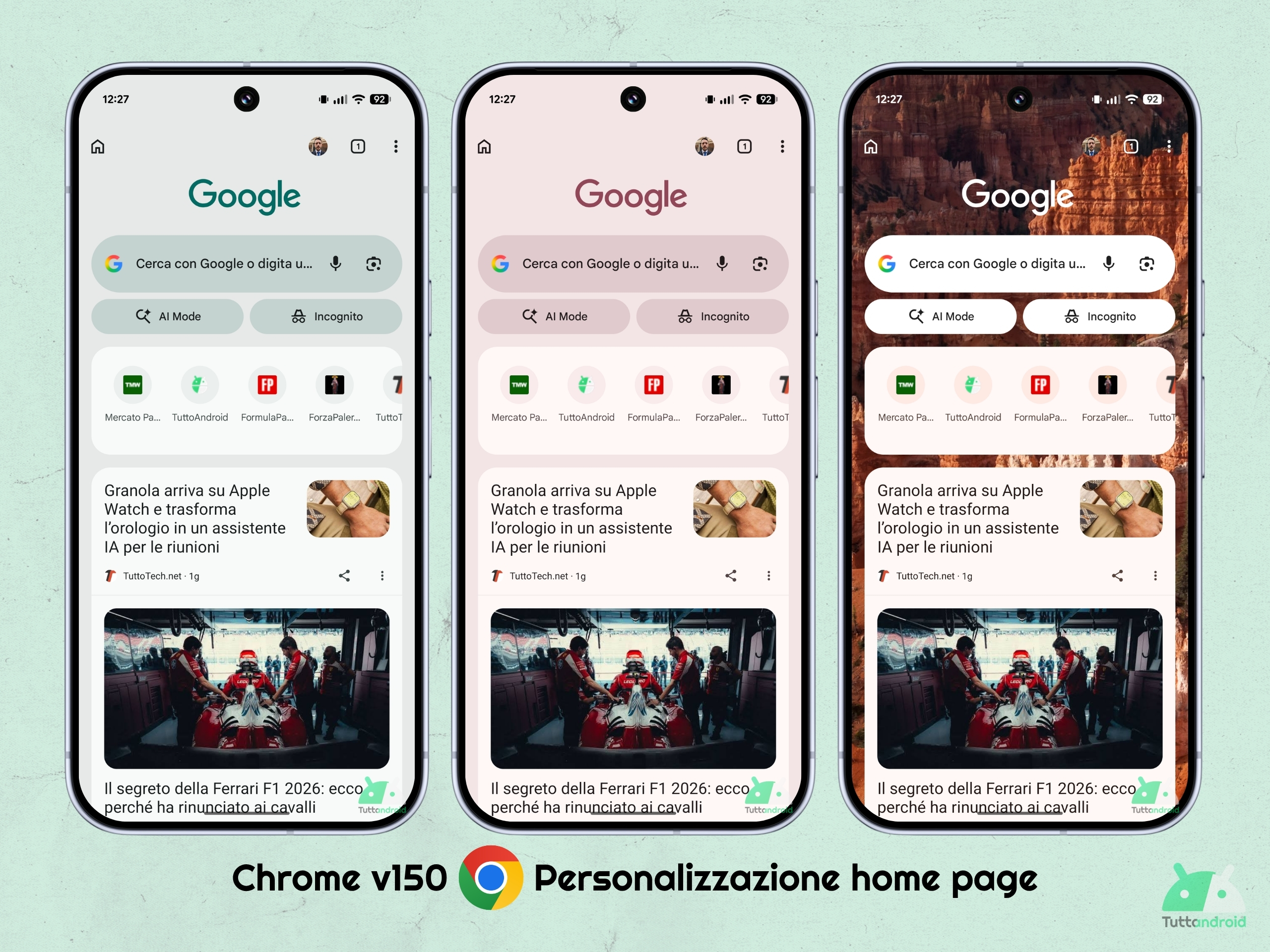 Google Chrome v150.0.7871.187 - Esempi di Personalizzazione home page
