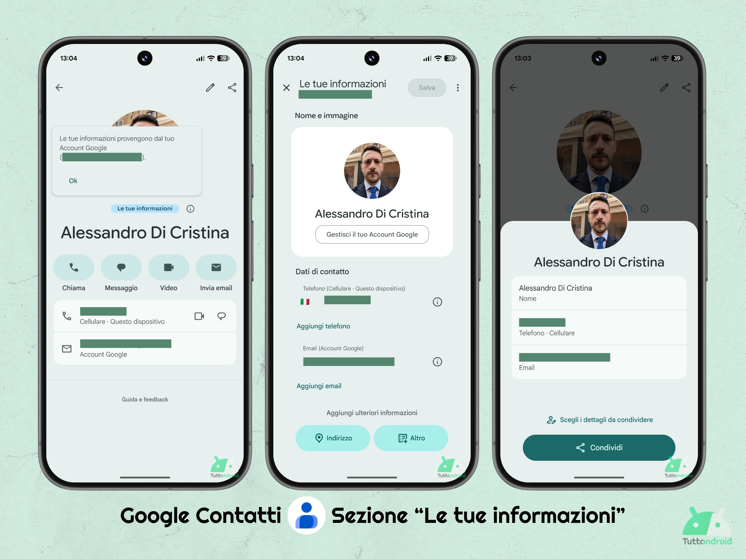 Google Contatti v4.82.29.936766038 - Le tue informazioni - Modifica e condivisione