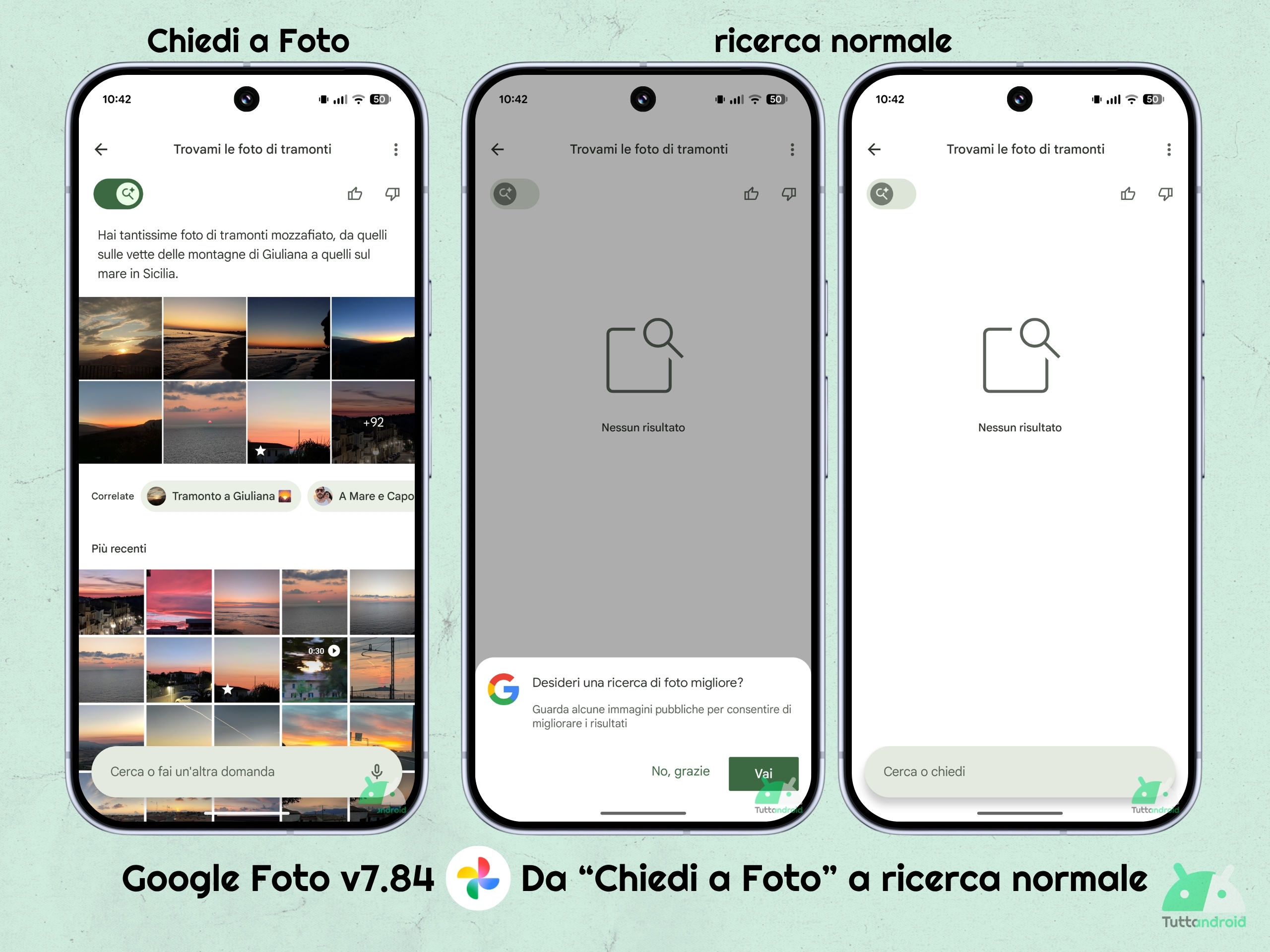 Google Foto v7.84 - Switch da Chiedi a Foto a ricerca normale