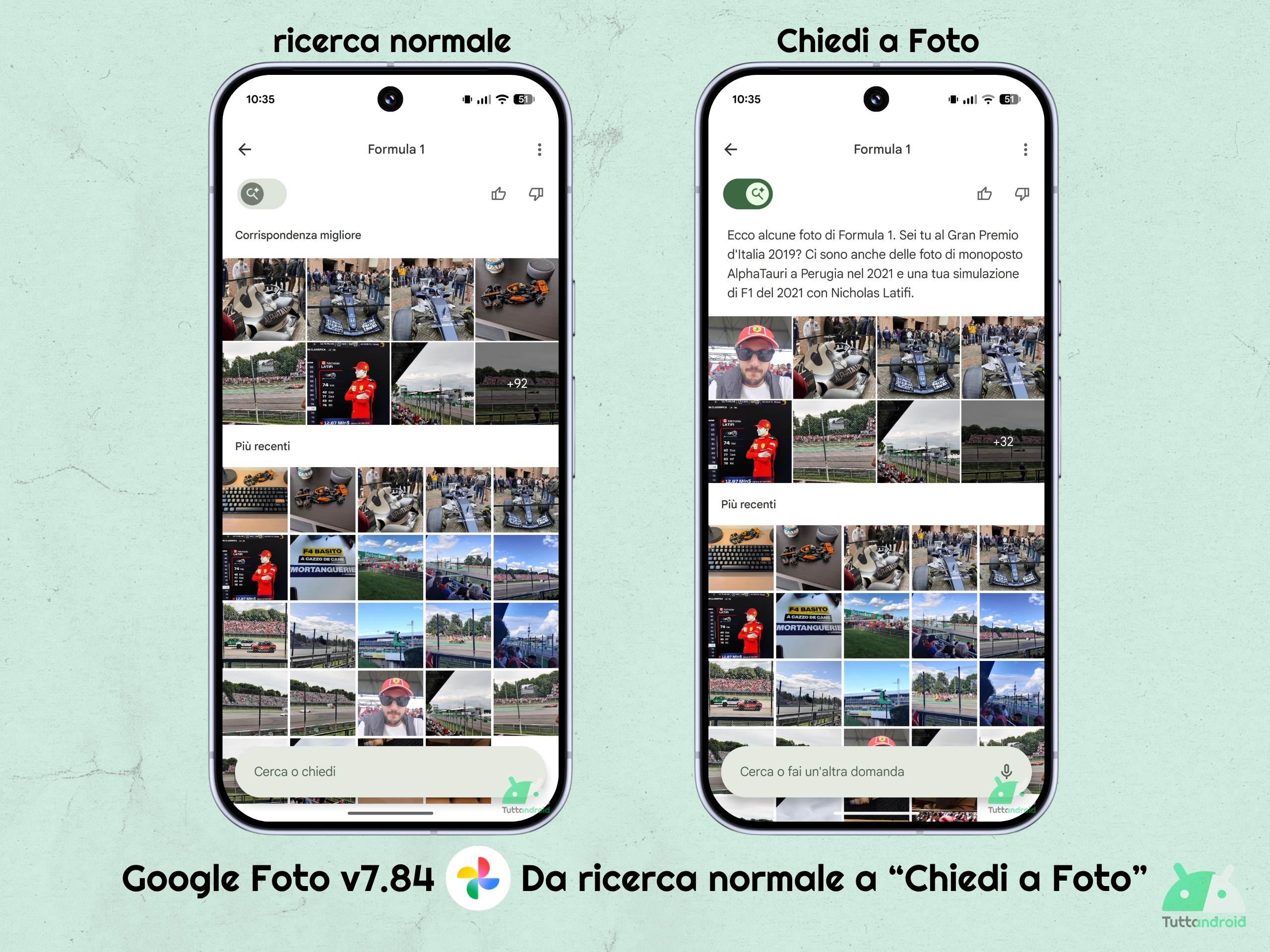 Google Foto v7.84 - Switch da ricerca normale a Chiedi a Foto