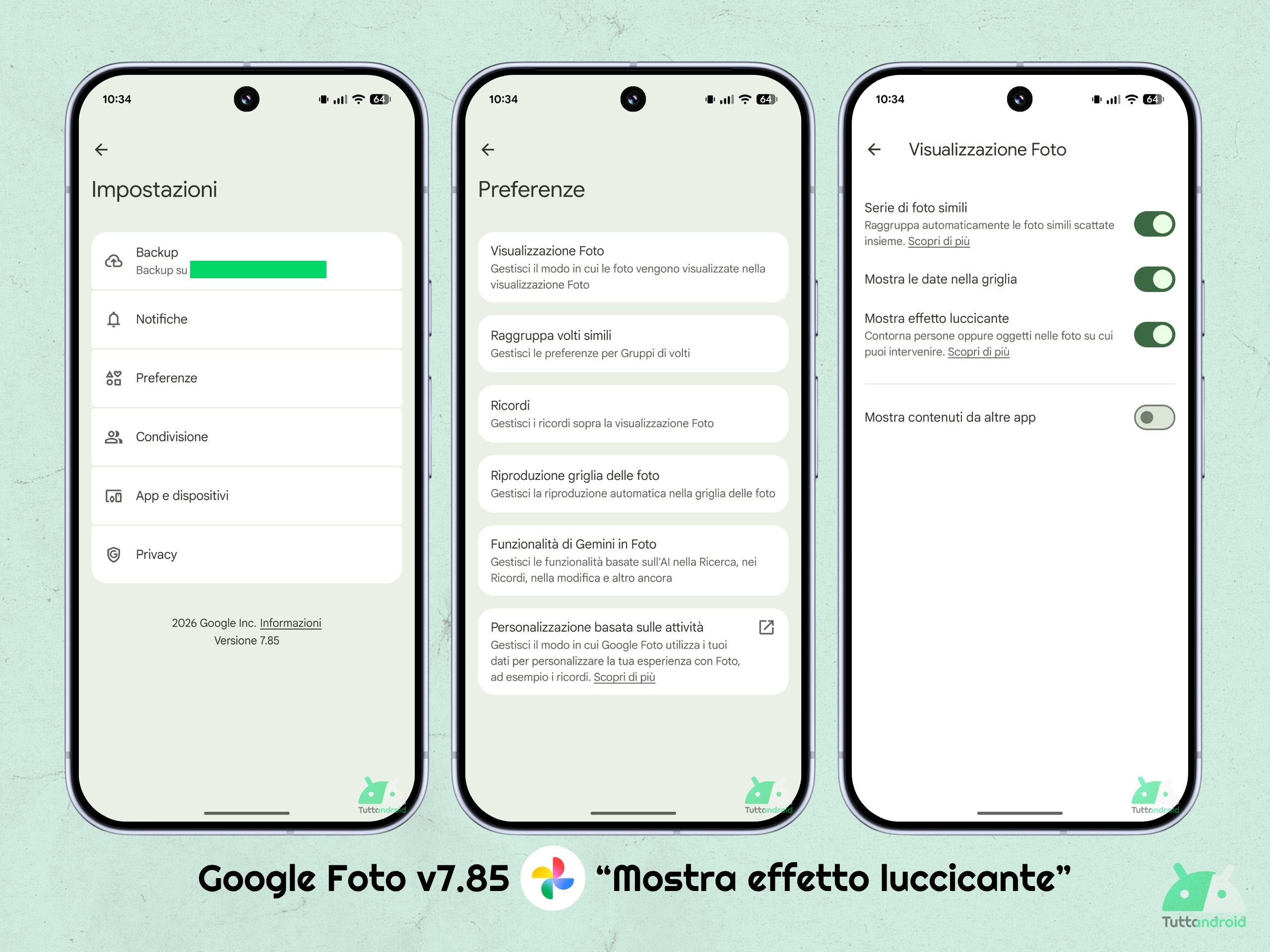 Google Foto v7.85 - Nuova opzione Mostra effetto luccicante