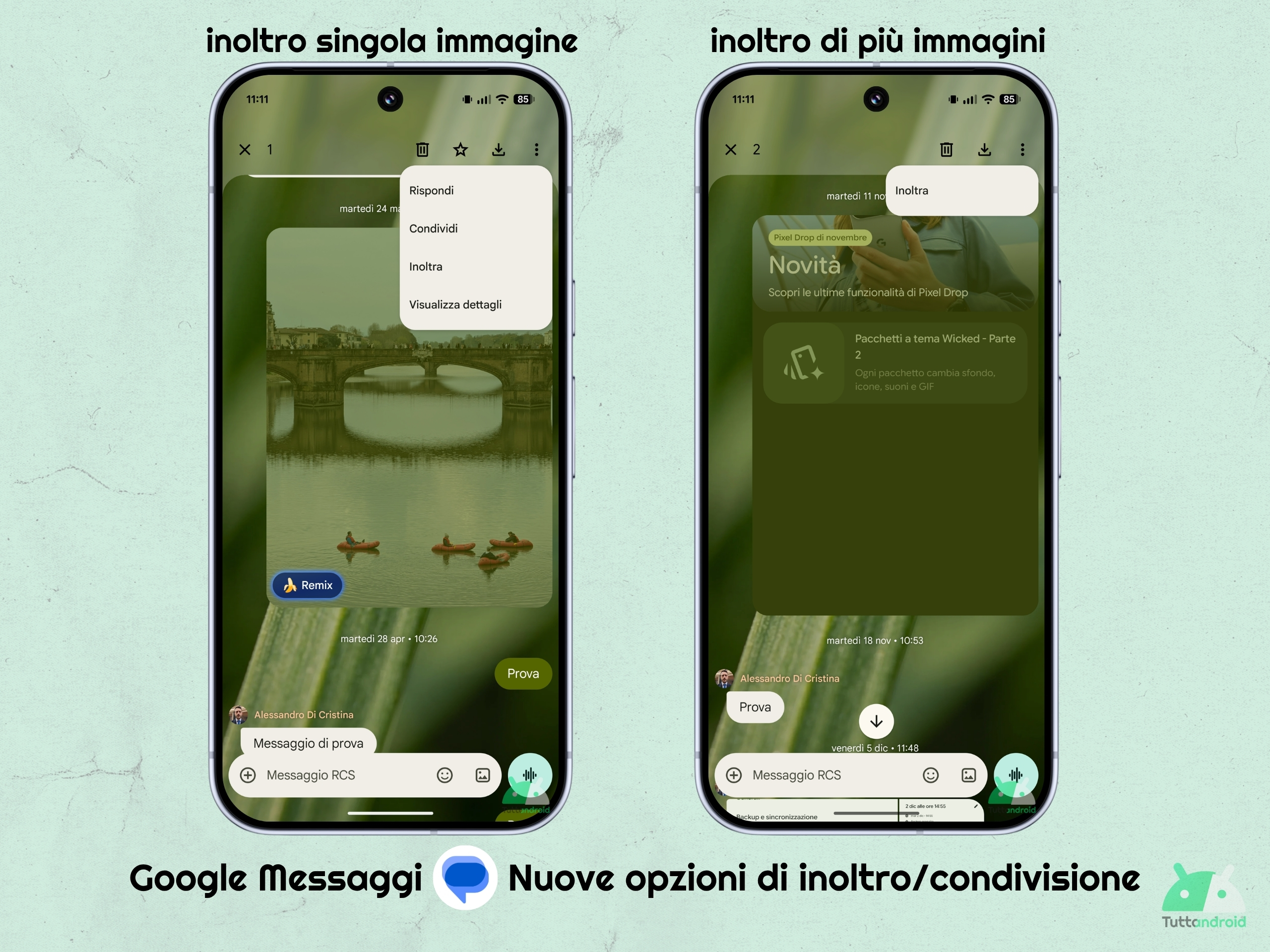 Google Messaggi v20260702 beta - nuove opzioni inoltro immagini