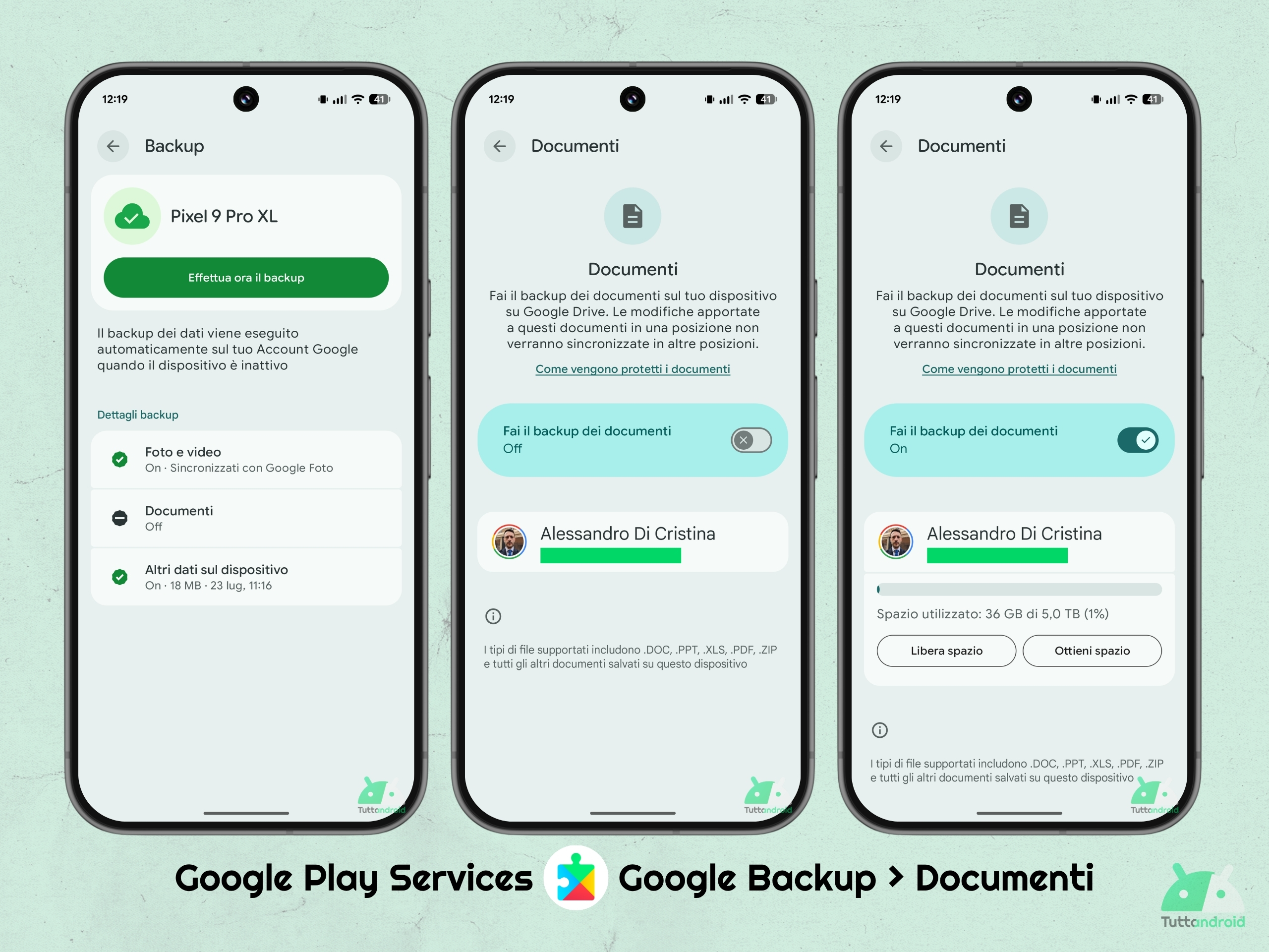 Google Play Services v26.28 beta - Google Backup - Documenti