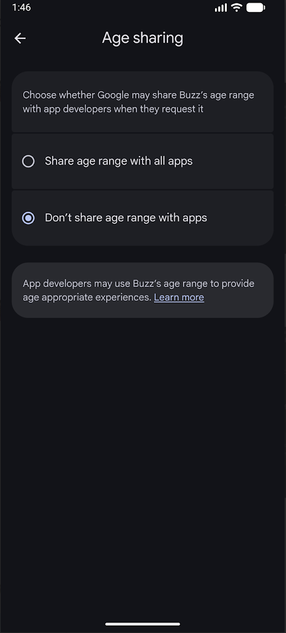 Google Play Store - permesso Play Age Signals API