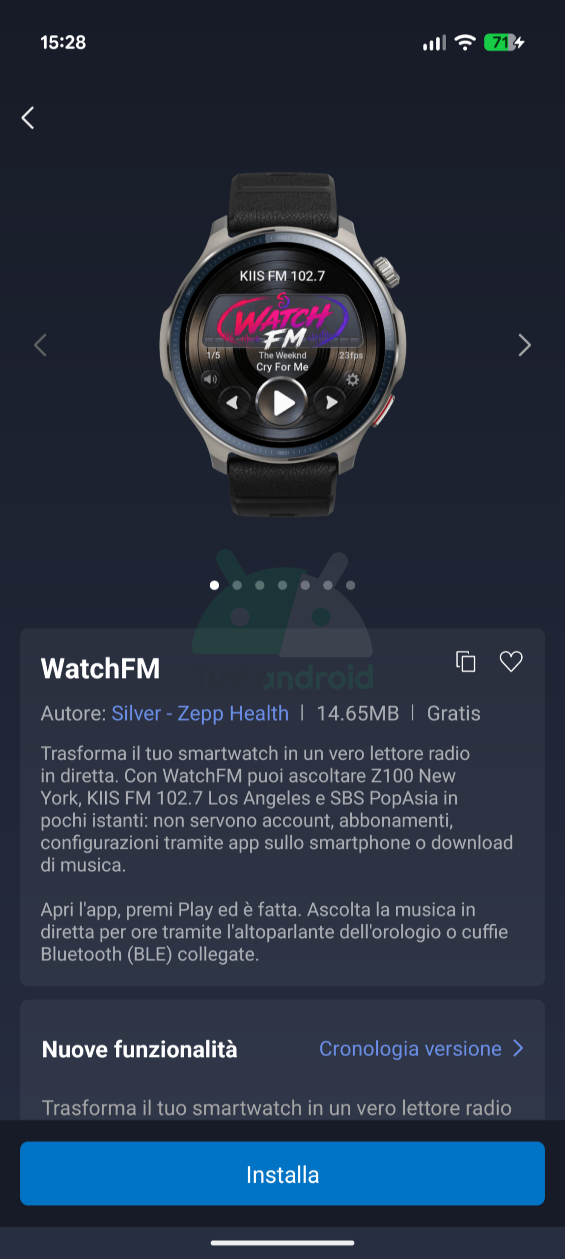 WatchFM su smartwatch Amazfit