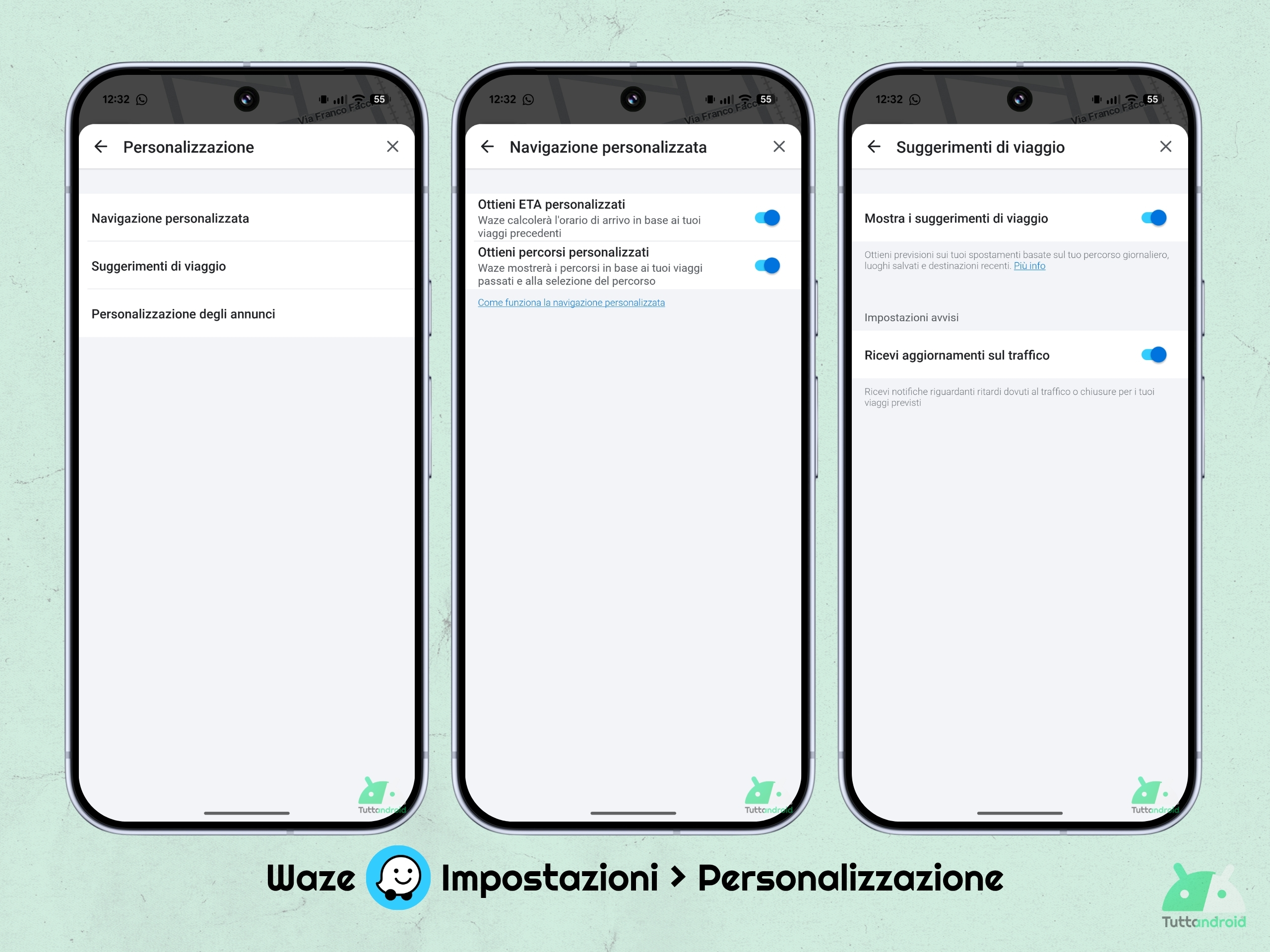 Waze v5.21.0.0 - Impostazioni - Personalizzazione