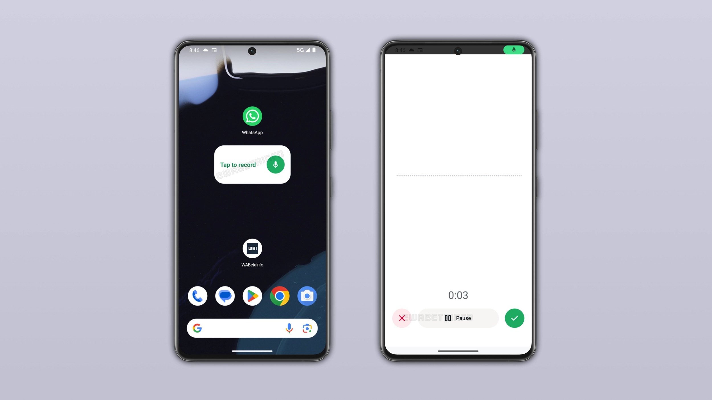WhatsApp Beta widget messaggi vocali