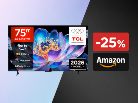 TCL Google TV al minimo storico su Amazon: 75 pollici 4K con Fire TV a 599€ (-25%)