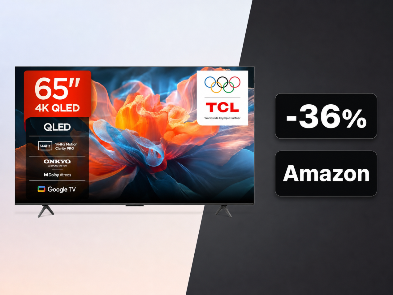 TCL 65T8C: la Google TV QLED 65 pollici con 144 Hz e Dolby Vision crolla a 479€ su Amazon