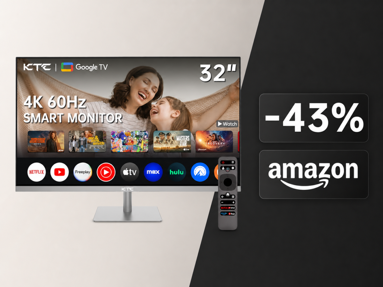 KTC A32Q8 al prezzo più basso di sempre: monitor 4K con Google TV a meno di 200€