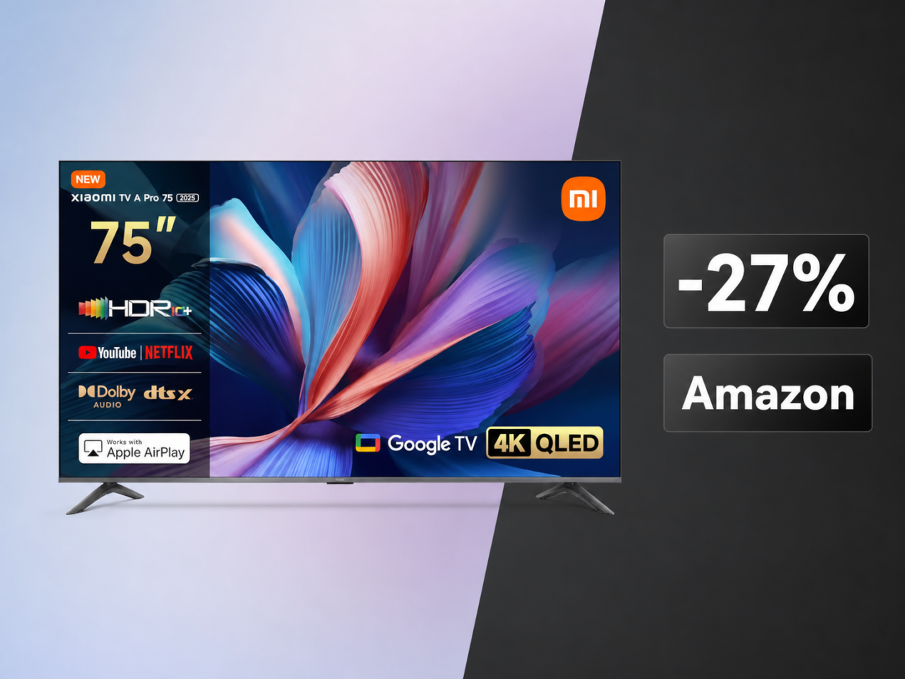 Xiaomi TV A Pro 75 (2026) a 549€: il QLED da 75 pollici con 120Hz e Google TV in super offerta