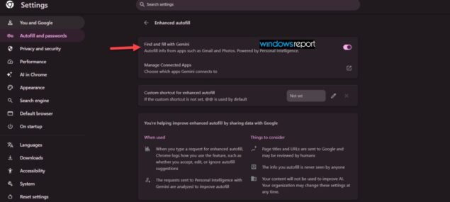 chrome gemini autofill