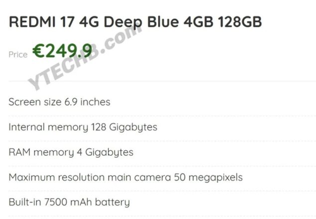 redmi 17 scheda